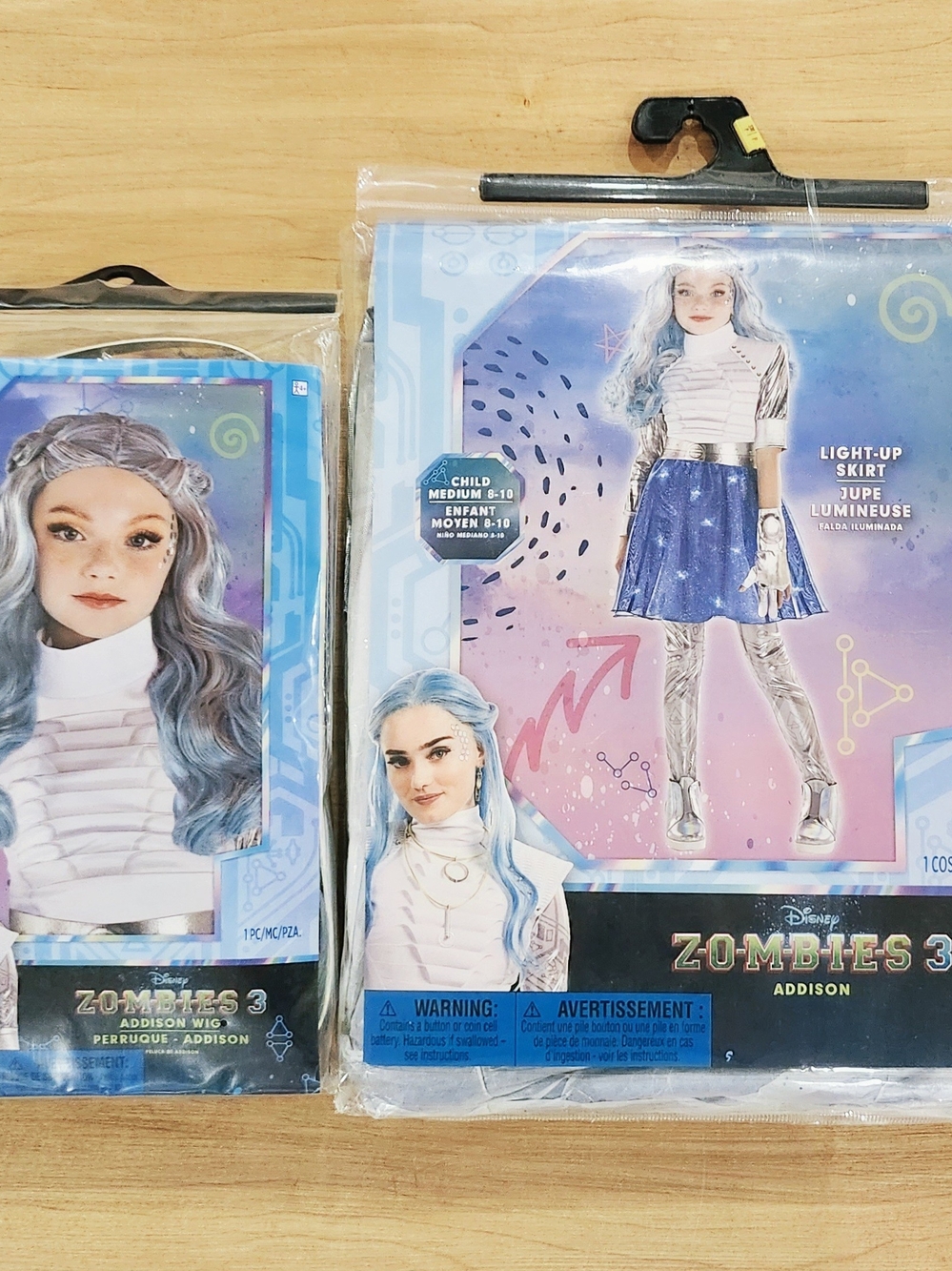 Disney Zombies 3 Addison Light-Up Blue Skirt Costume with wig